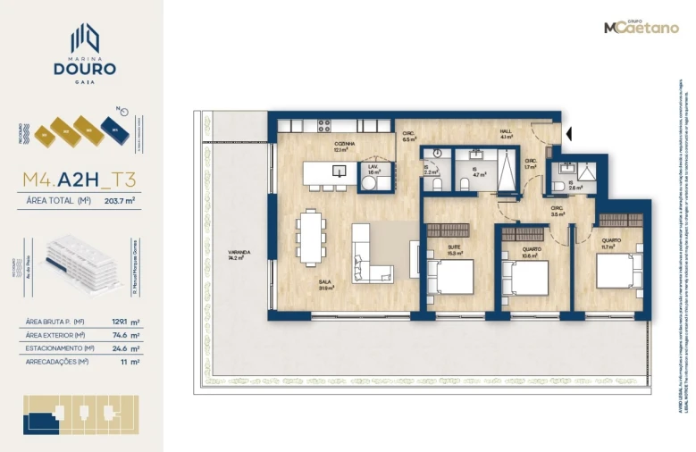 Apartamento T3 para Venda em Santa Marinha e São Pedro da Afurada Planta 1