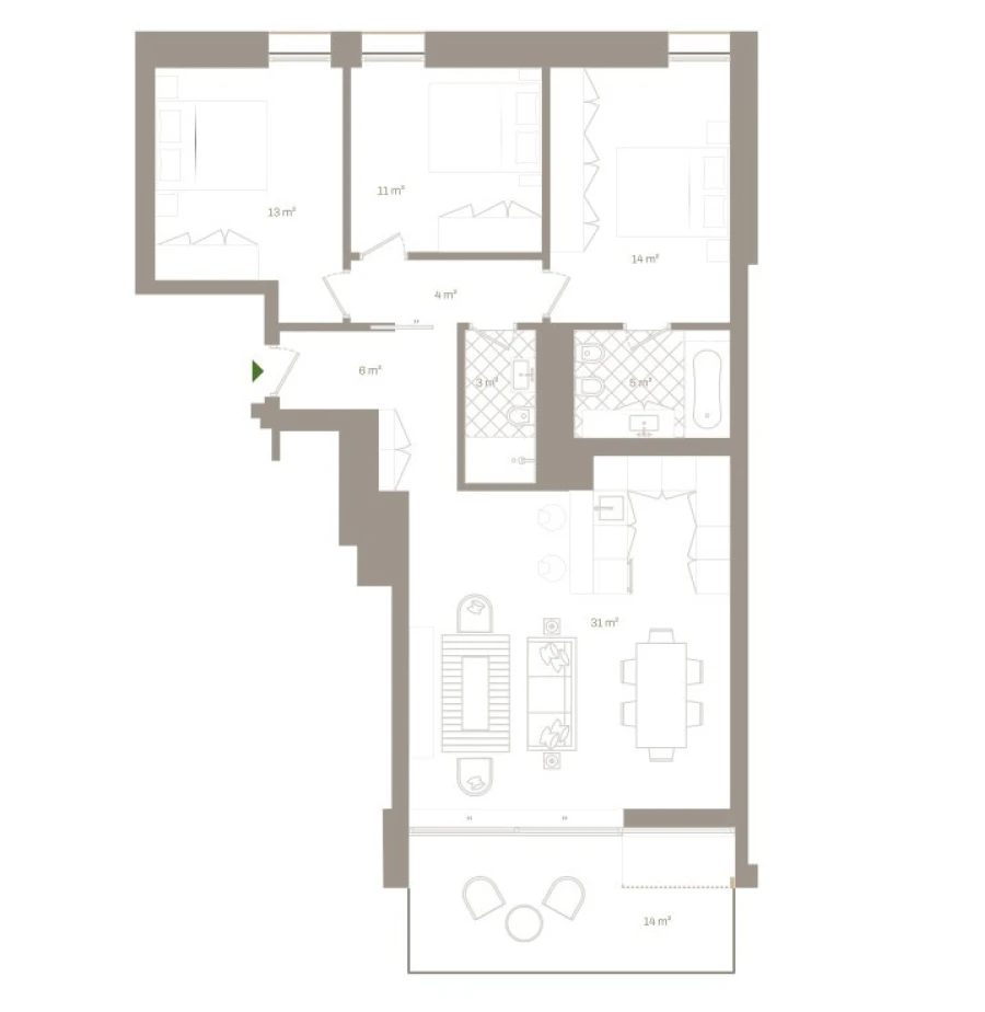 Apartamento T3 para Venda em Santa Marinha e São Pedro da Afurada Planta 1