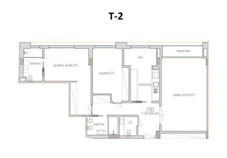 Apartamento T2 para Venda em Cedofeita, Santo Ildefonso, Sé, Miragaia, São Nicolau e Vitória Planta 1