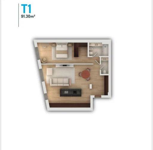 Apartamento T1 para Venda em Vila do Conde Planta 1