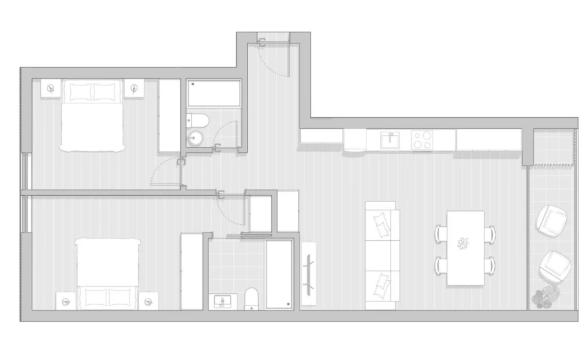 Apartamento T2 para Venda em Gafanha da Boa Hora Planta 1