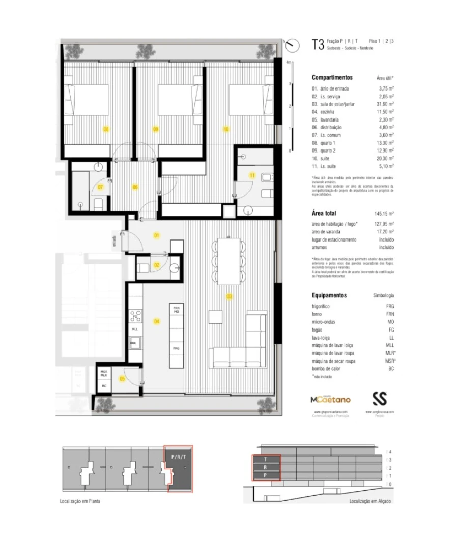 Apartamento T3 para Venda em Canidelo Planta 1