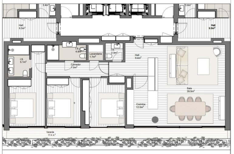 Apartamento T3 para Venda em Lordelo do Ouro e Massarelos Planta 1
