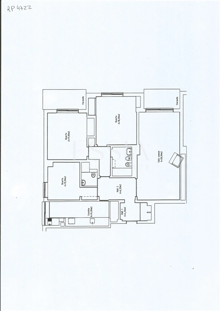 Apartamento T3 para Arrendamento em Aldoar, Foz do Douro e Nevogilde Planta 1