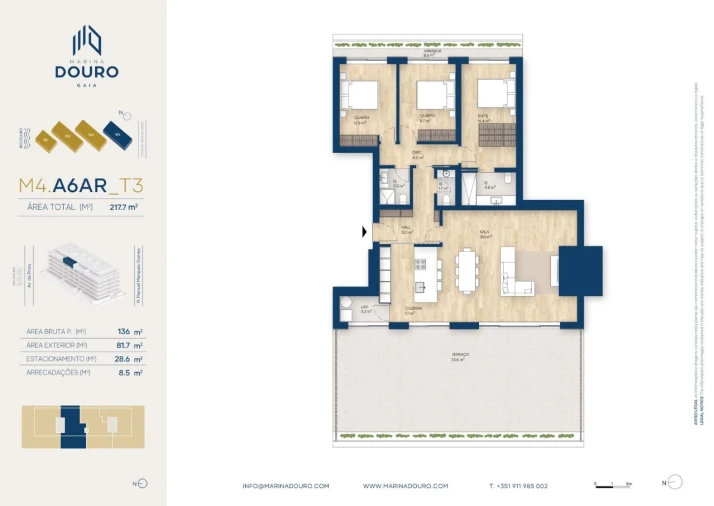 Apartamento T3 para Venda em Canidelo Planta 1