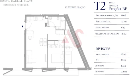 Apartamento T2 para Venda em Paranhos