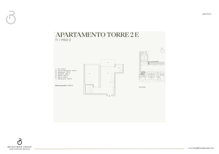 Apartamento T1 para Venda em Lordelo do Ouro e Massarelos Planta 1