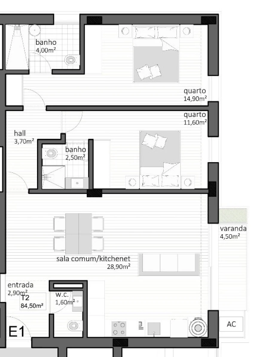 Apartamento T2 para Venda em Paranhos Planta 1