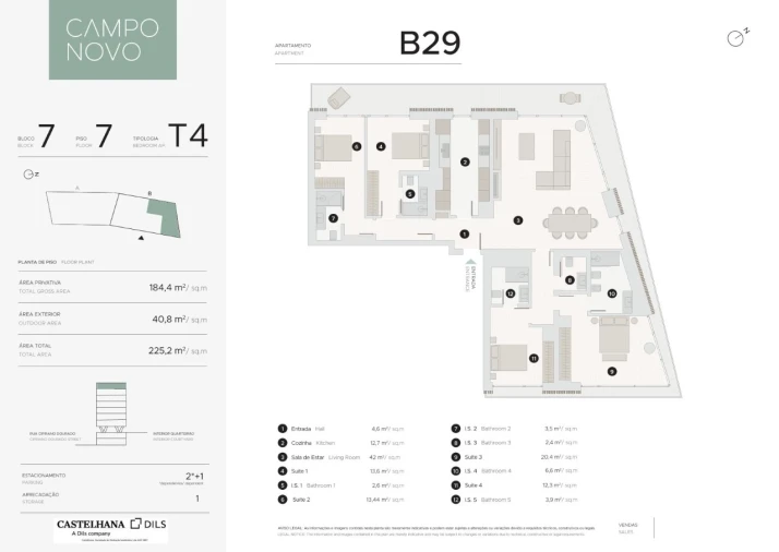 Apartamento T4 para Venda em Lumiar Planta 1