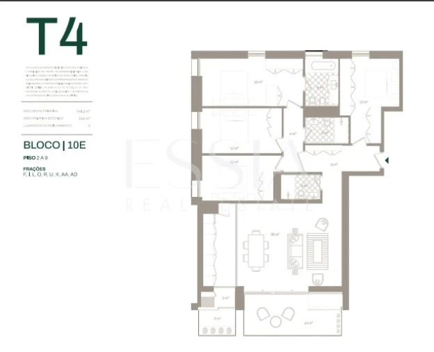Apartamento T4 para Venda em Santa Marinha e São Pedro da Afurada Planta 1