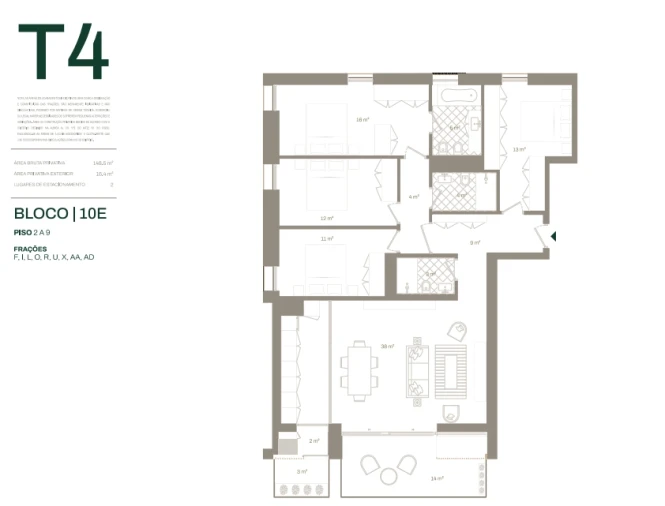 Apartamento T4 para Venda em Santa Marinha e São Pedro da Afurada Planta 1