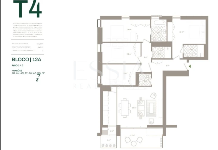 Apartamento T4 para Venda em Santa Marinha e São Pedro da Afurada Planta 1