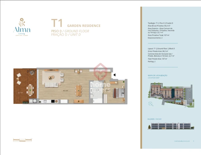 Apartamento T1 para Venda em Santa Luzia Planta 1