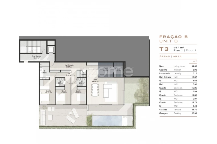 Apartamento T3 para Venda em Gondomar (São Cosme), Valbom e Jovim Planta 1