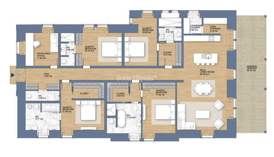 Apartamento T4 para Venda em Cascais e Estoril Planta 1