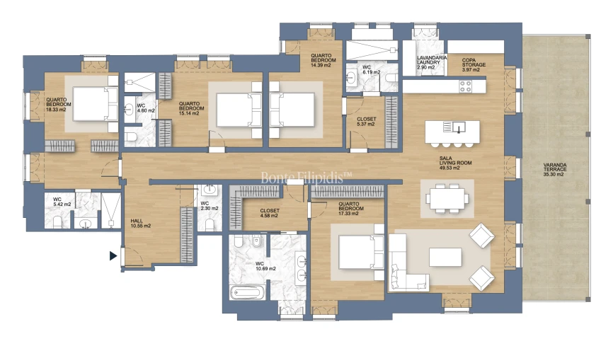 Apartamento T4 para Venda em Cascais e Estoril Planta 1