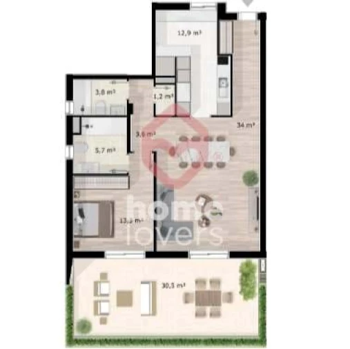 Apartamento T1 para Venda em Conceição e Cabanas de Tavira Planta 1