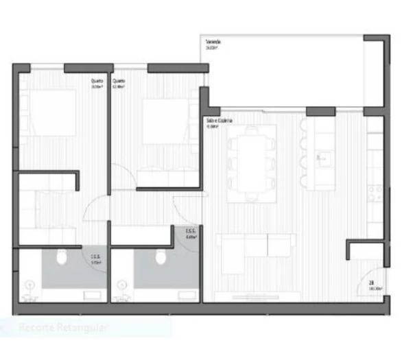 Apartamento T2 para Venda em Poiares (Santo Andre) Planta 1