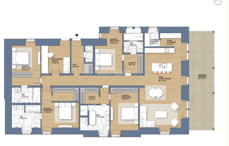 Apartamento T4 para Venda em Cascais e Estoril Planta 1