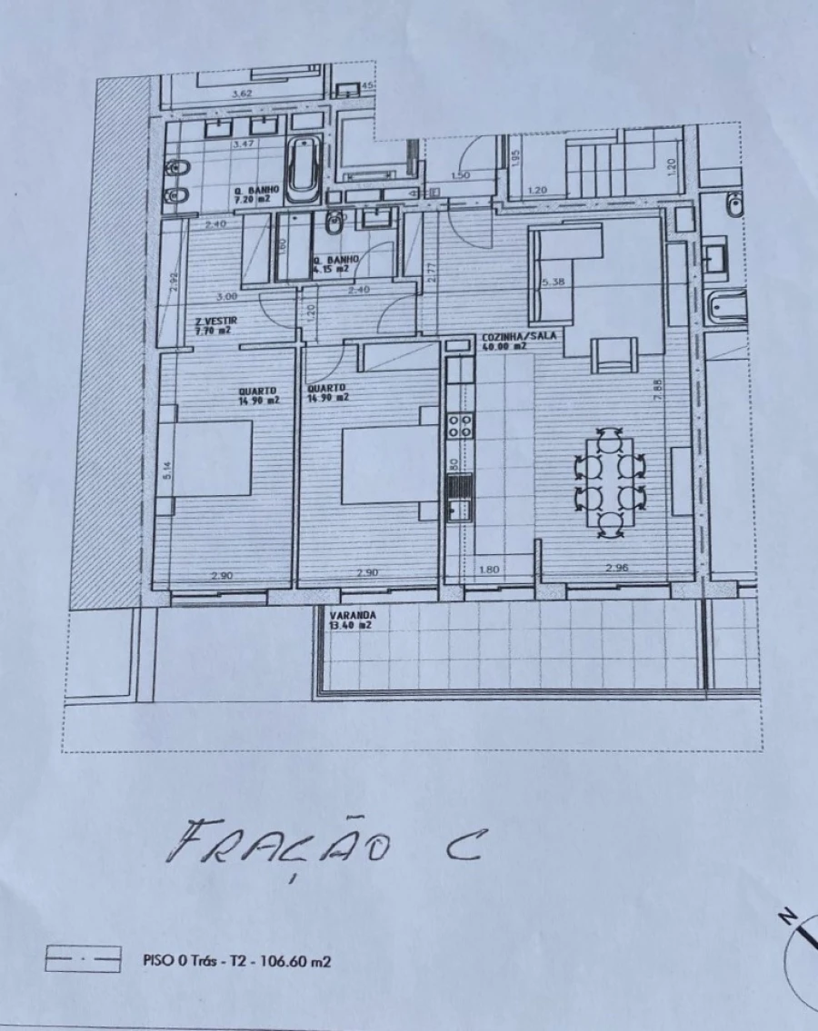 Apartamento T2 para Venda em Mafamude e Vilar do Paraíso Planta 1