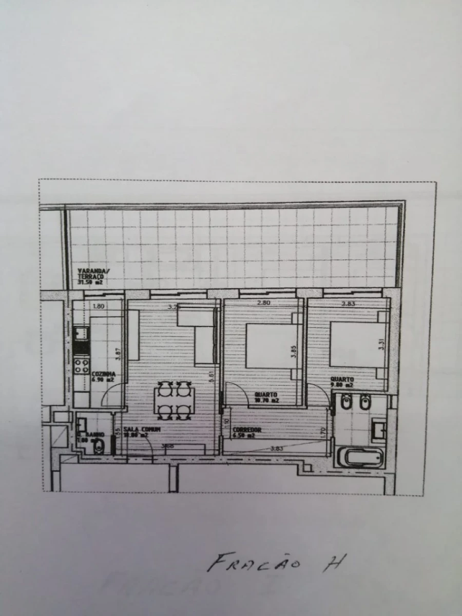 Apartamento T2 para Venda em Mafamude e Vilar do Paraíso Planta 1