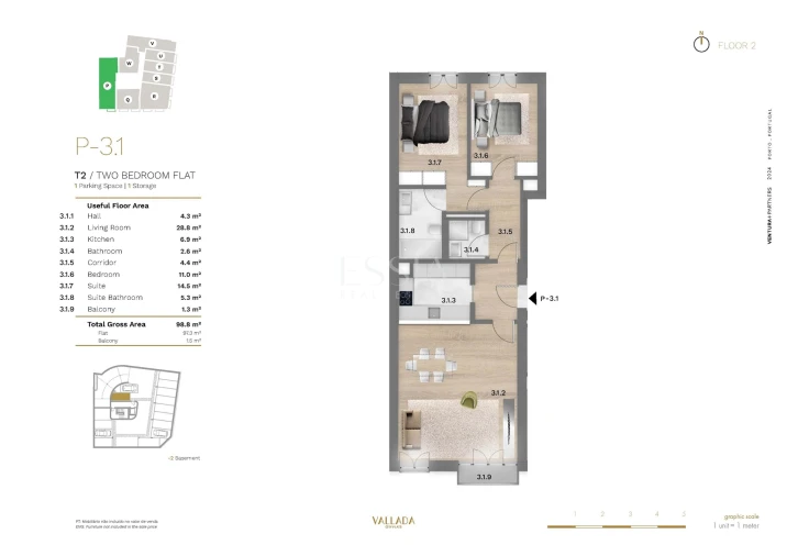 Apartamento T2 para Venda em Bonfim Planta 1