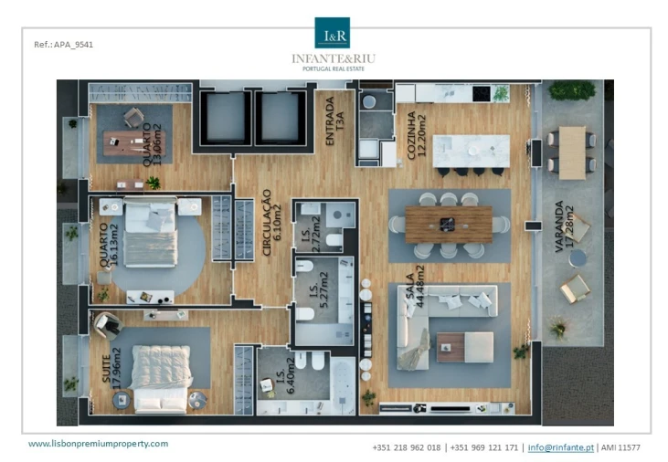 Apartamento T3 para Venda em Campolide Planta 1