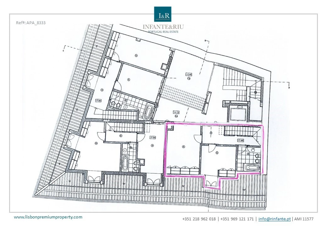 Apartamento T3 para Venda em Misericórdia Planta 2