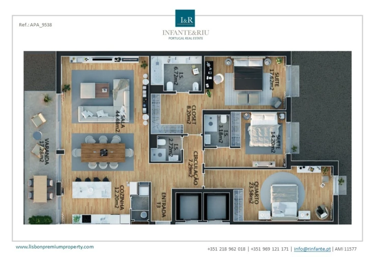 Apartamento T3 para Venda em Campolide Planta 1