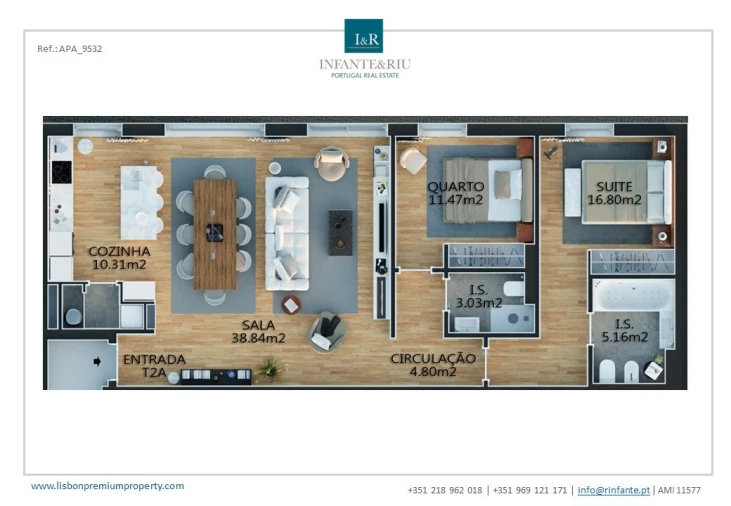 Apartamento T2 para Venda em Campolide Planta 1