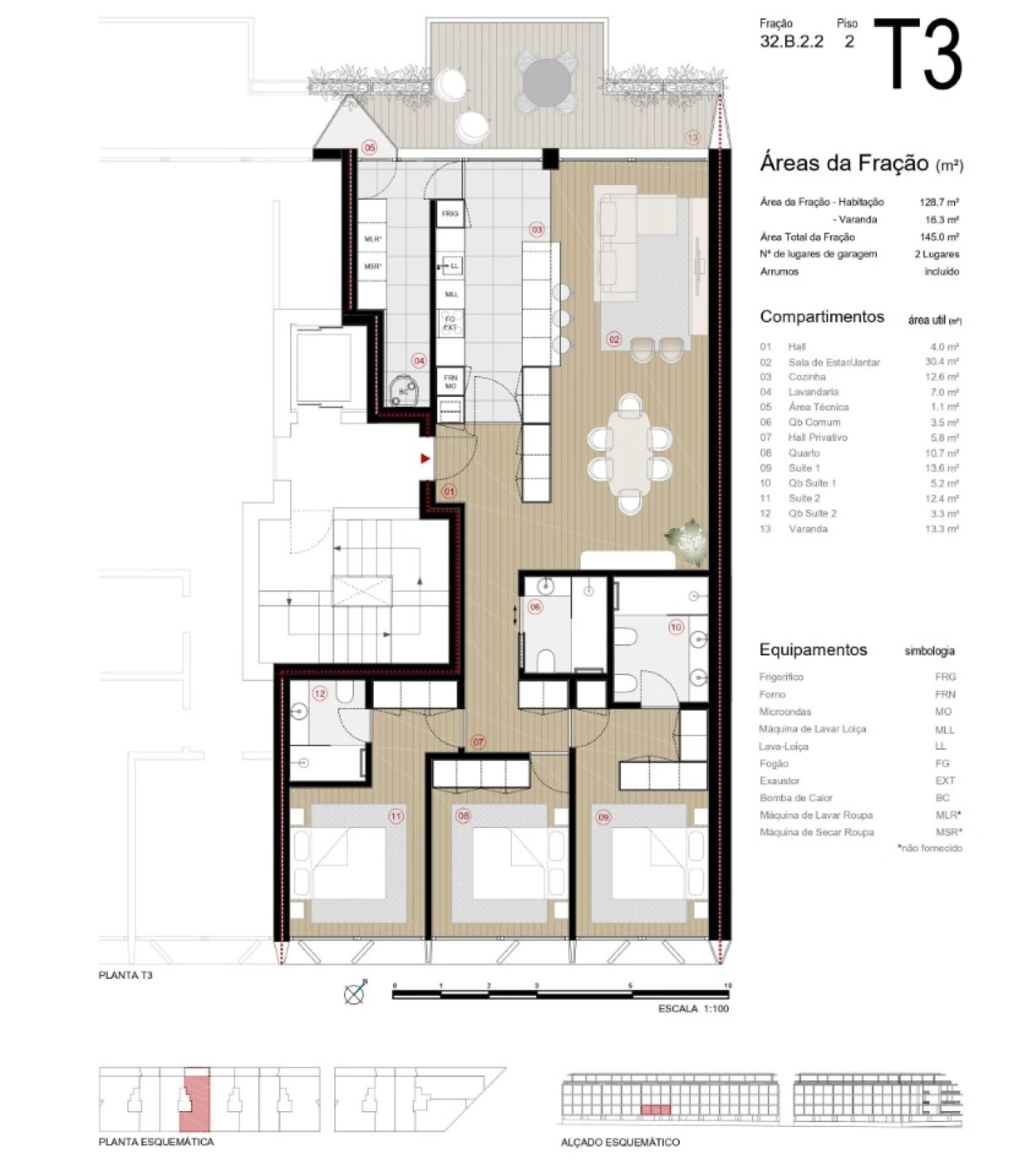 Apartamento T3 para Venda em Canidelo Planta 3