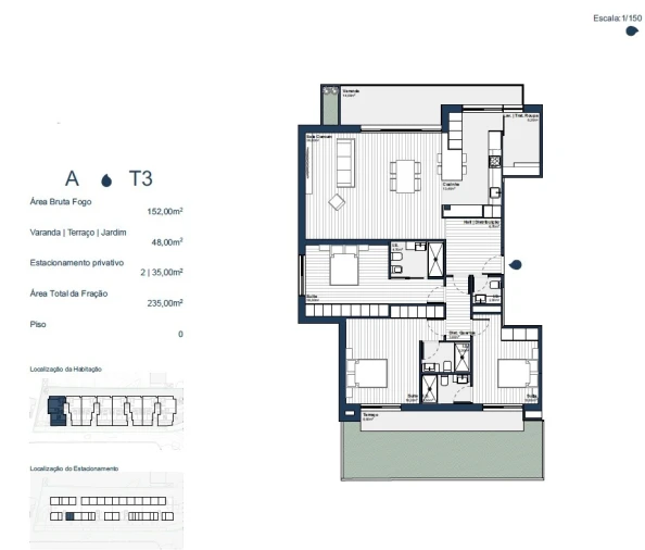 Apartamento T3 para Venda em Arcozelo Planta 1