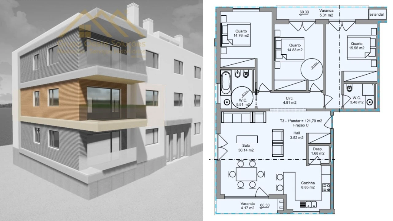 Apartamento T3 para Venda em Ramalhal Foto 4