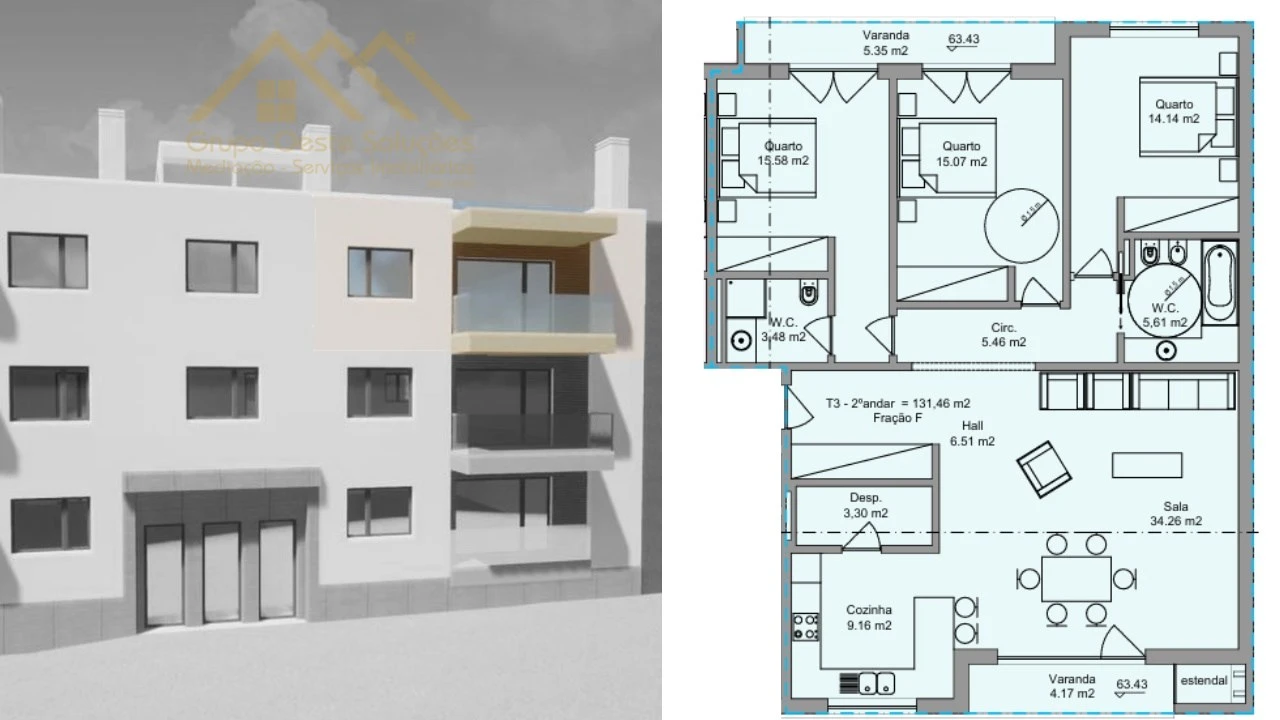 Apartamento T3 para Venda em Ramalhal Foto 4