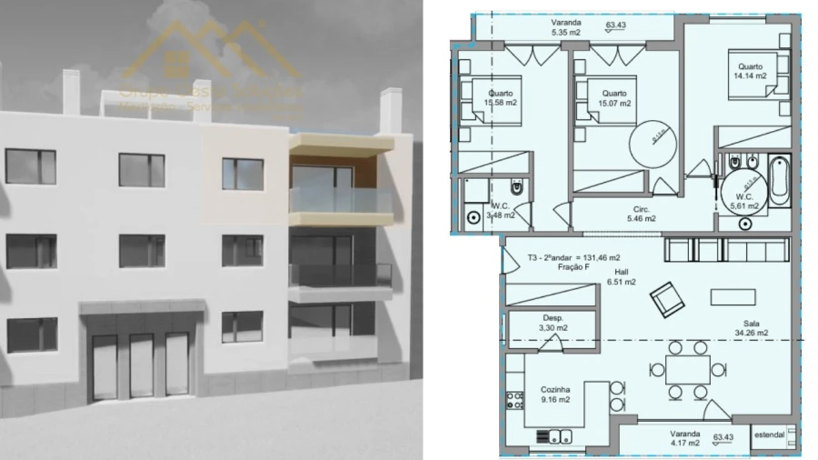 Apartamento T3 para Venda em Ramalhal Foto 4