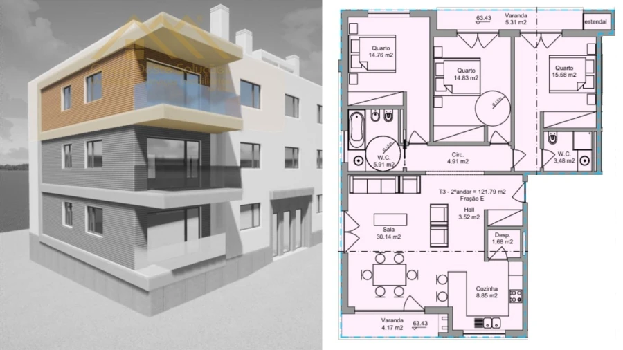 Apartamento T3 para Venda em Ramalhal Foto 4