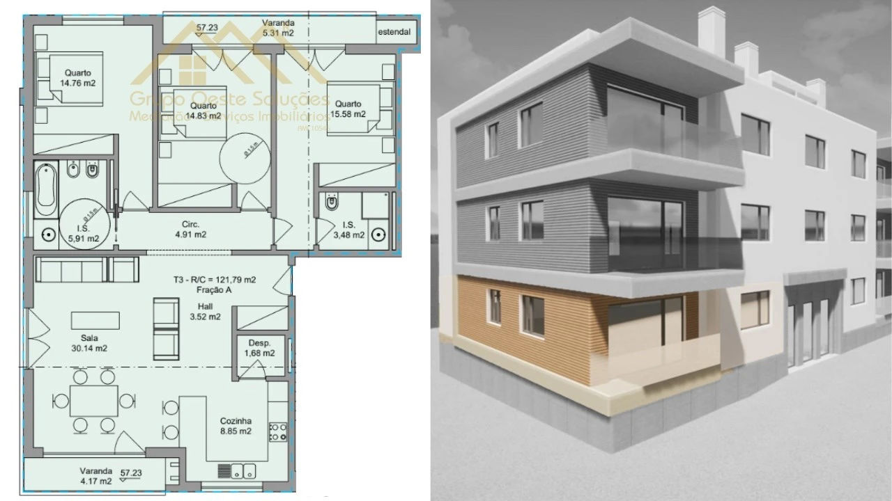 Apartamento T3 para Venda em Ramalhal Foto 3