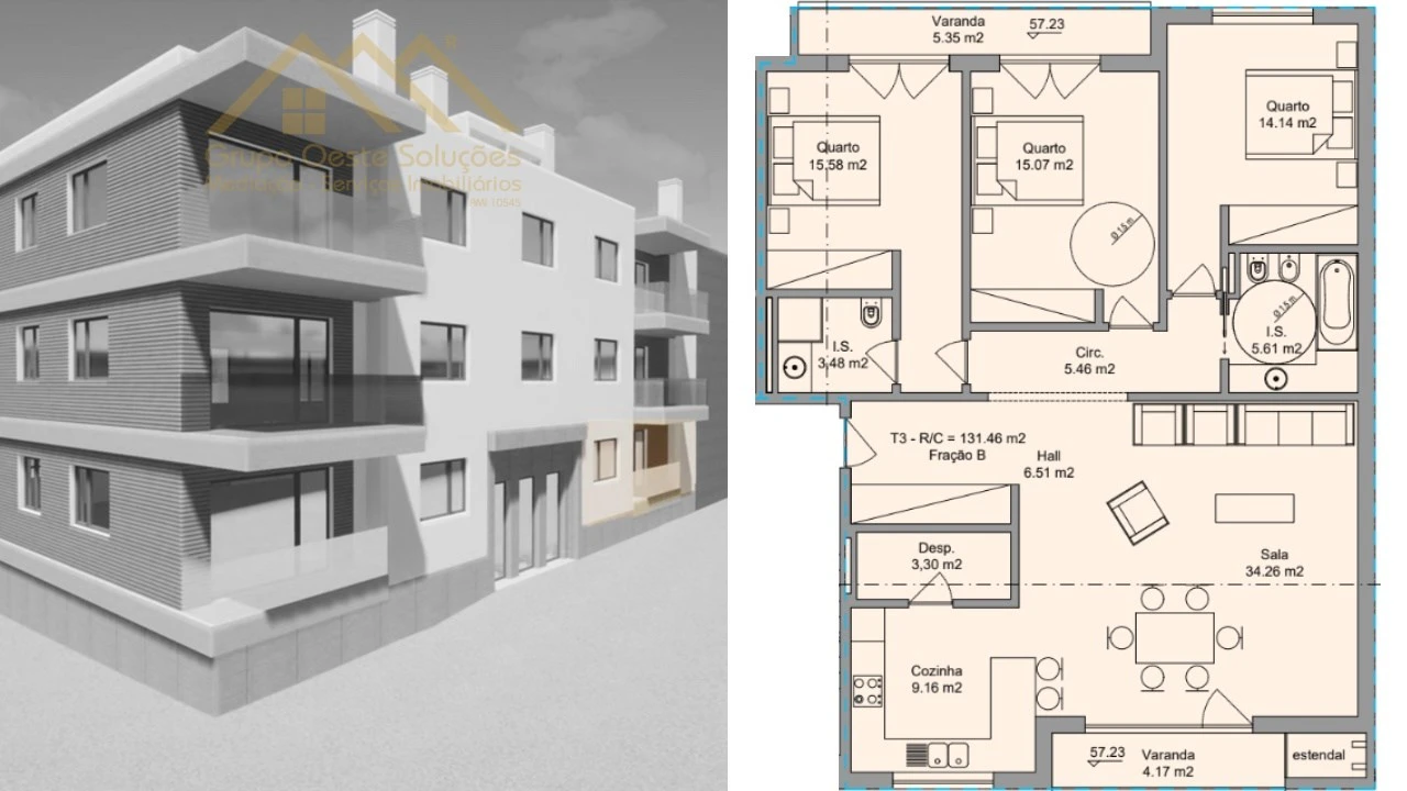 Apartamento T3 para Venda em Ramalhal Foto 4