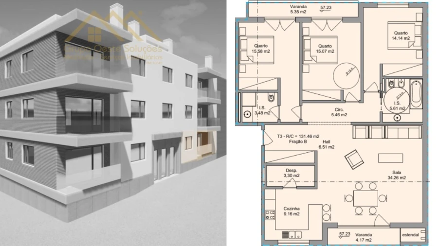 Apartamento T3 para Venda em Ramalhal Foto 4