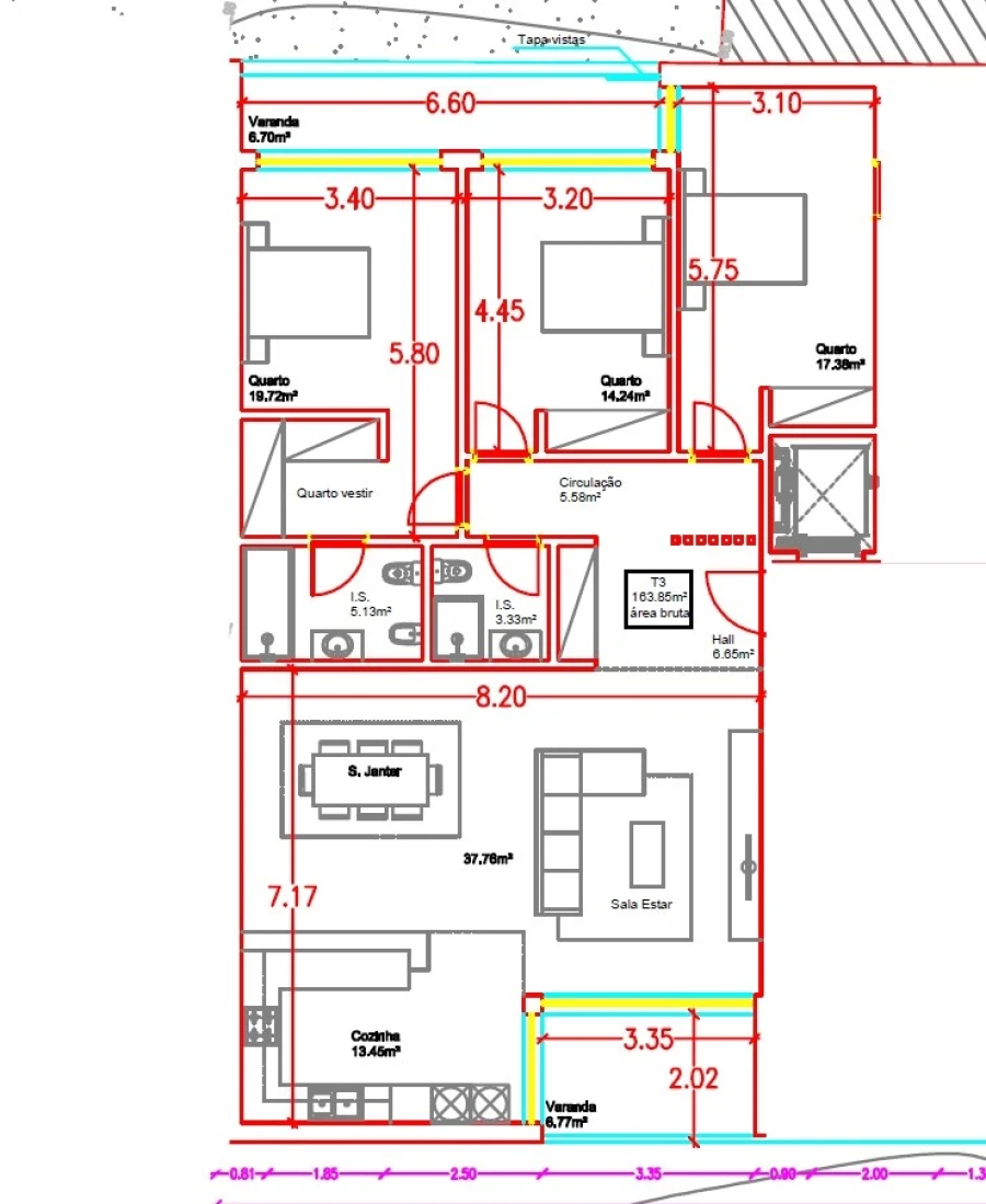 Apartamento T3 para Venda em Cidade da Maia Planta 1