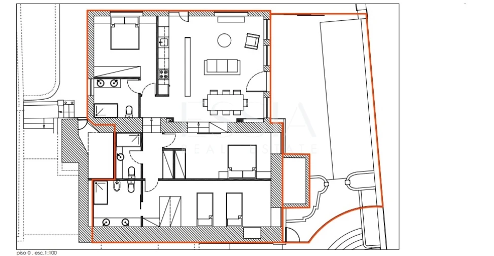 Apartamento T3 para Venda em Aldoar, Foz do Douro e Nevogilde Planta 1