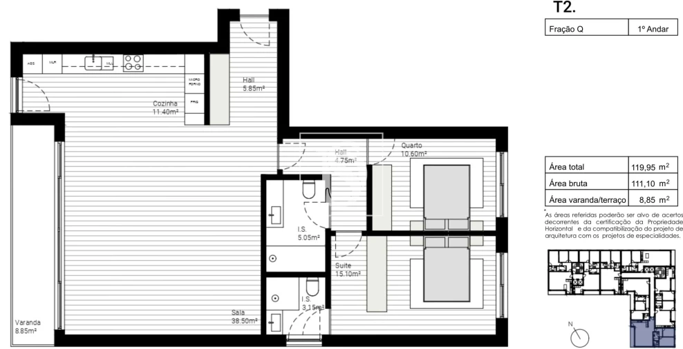 Apartamento T2 para Venda em Lordelo Foto 12