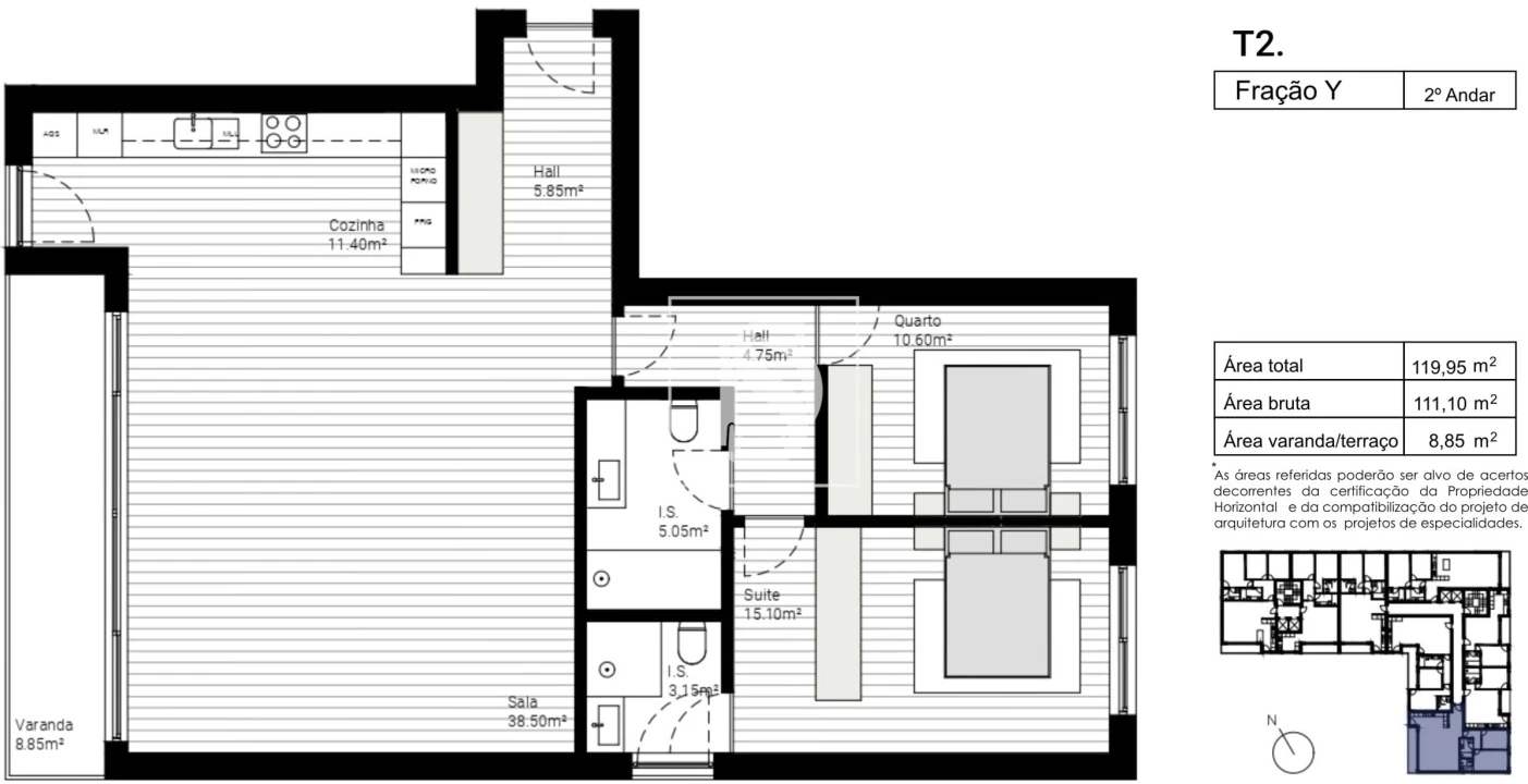 Apartamento T2 para Venda em Lordelo Foto 12
