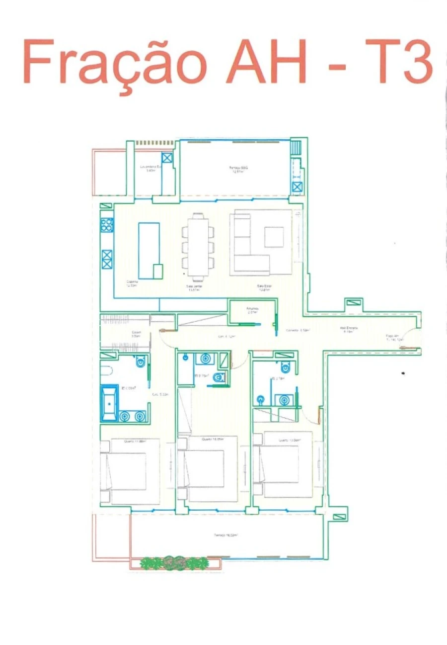 Apartamento T3 para Venda em Faro (Sé e São Pedro) Planta 1
