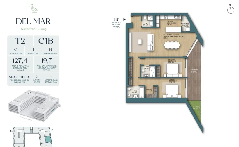 Apartamento T2 para Venda em Olhão Planta 1