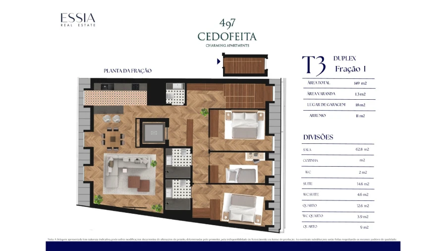 Apartamento T3 para Venda em Cedofeita, Santo Ildefonso, Sé, Miragaia, São Nicolau e Vitória Planta 1