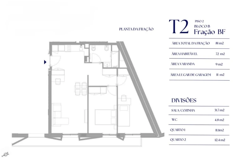 Apartamento T2 para Venda em Paranhos Planta 1
