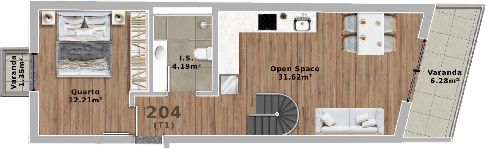 Apartamento T1 para Venda em Santa Marinha e São Pedro da Afurada Planta 1