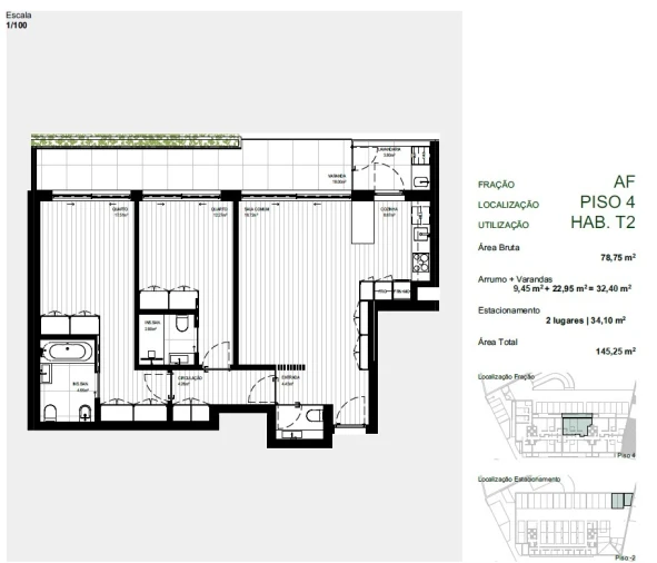 Apartamento T2 para Venda em Rebordosa Planta 1