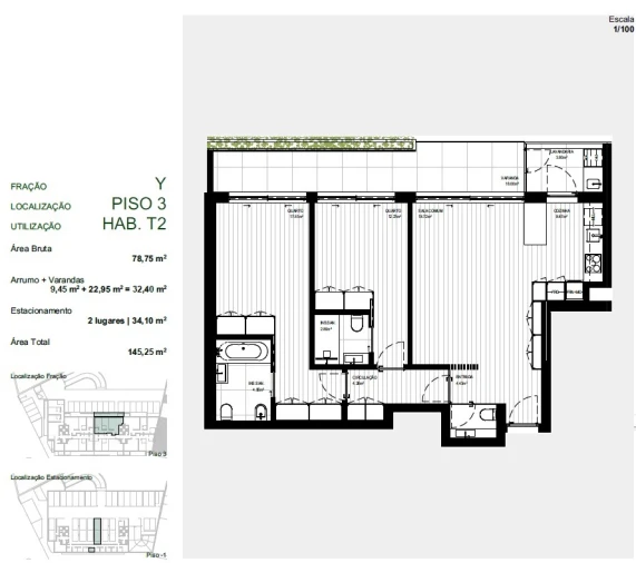 Apartamento T2 para Venda em Rebordosa Planta 1